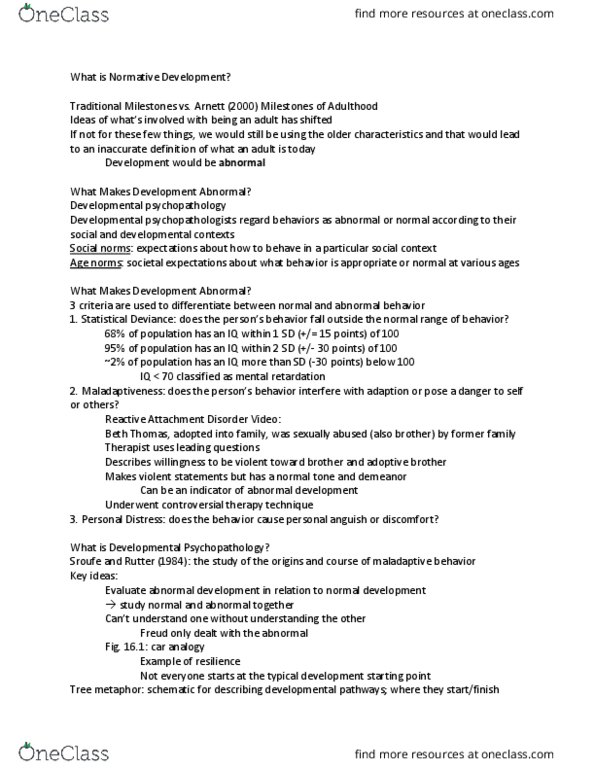 PSY 220 Lecture Notes - Lecture 24: Developmental Psychopathology, Psychopathology, Echolalia thumbnail