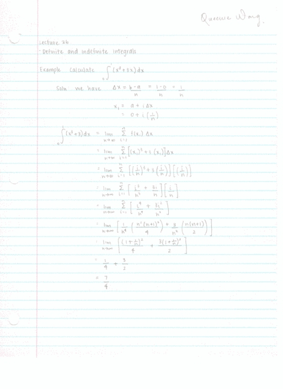 MATH116 Lecture Notes - Lecture 26: Antiderivative, Integral thumbnail