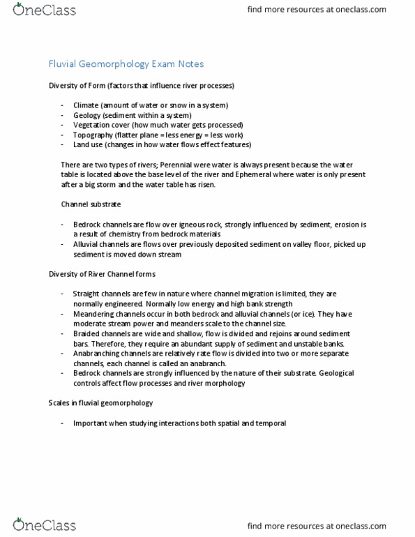 GEOG201 Lecture Notes - Lecture 1: Flood, Anabranch, Drainage Density thumbnail