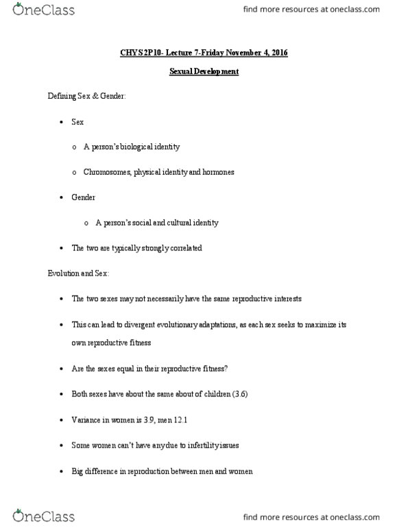 CHYS 2P35 Lecture Notes - Lecture 7: Ismail Ibn Sharif, Gender Identity, Extraversion And Introversion thumbnail