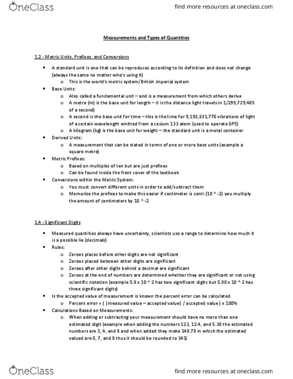 PHYS 1300 Chapter Notes - Chapter 1,2: Roundoff, Significant Figures, Caesium thumbnail