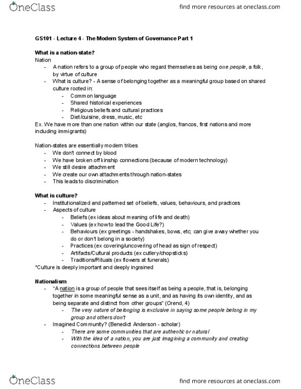 GS101 Lecture Notes - Lecture 4: Nationstates, Kashmiris thumbnail