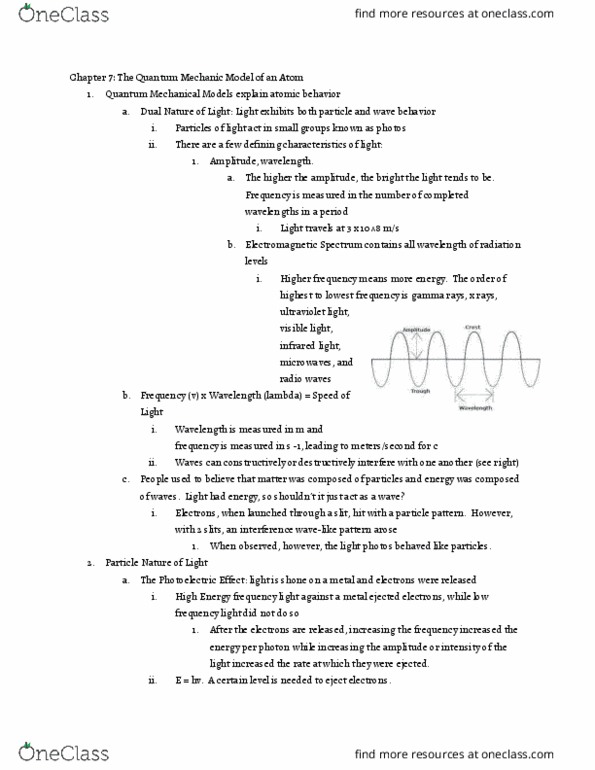 CHEM-1601L Chapter Notes - Chapter 7: Photon thumbnail