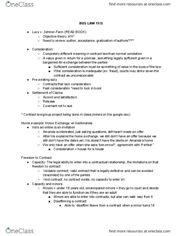 BUS 207 Lecture 7: BUS LAW 11/3 thumbnail