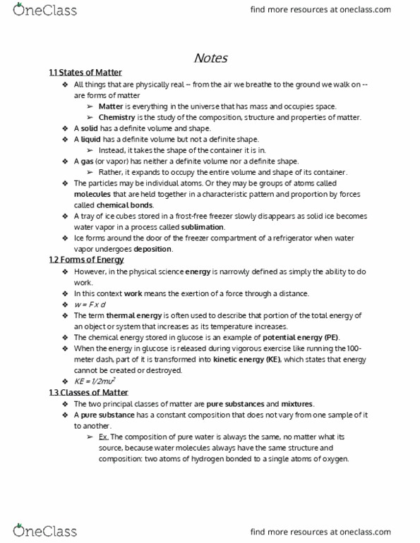 CHEM 111 Lecture Notes - Lecture 1: 100 Metres, Vaporization, Distillation thumbnail