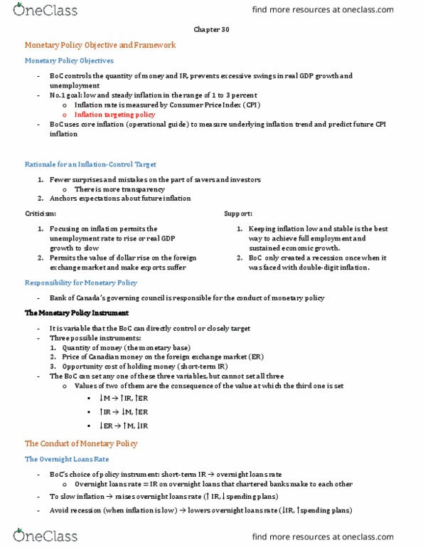 ECON102 Lecture Notes - Lecture 9: Foreign Exchange Market, Open Market Operation, Overnight Rate thumbnail