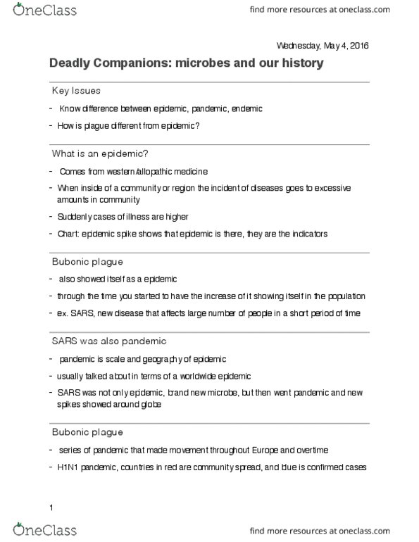ANTHROP 2U03 Lecture Notes - Lecture 2: Influenza A Virus, Epidemiological Transition, Microorganism thumbnail