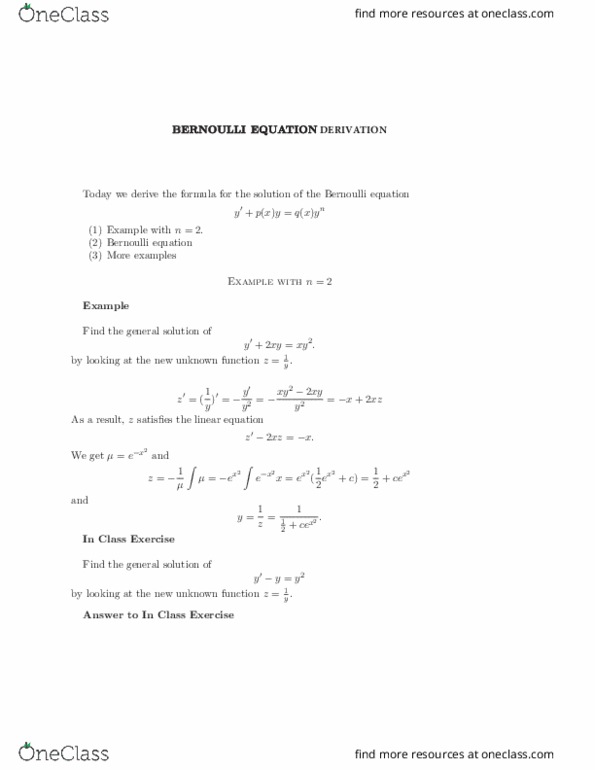 MATH 046 Lecture 10: Bernoulli Equation Derivation thumbnail
