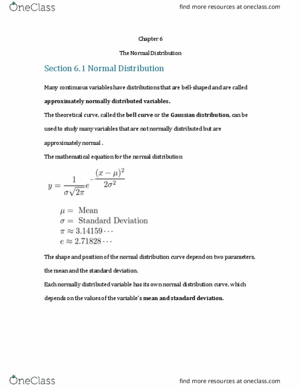 STA 2023 Lecture Notes - Lecture 25: Normal Distribution, Standard Deviation, Unimodality thumbnail