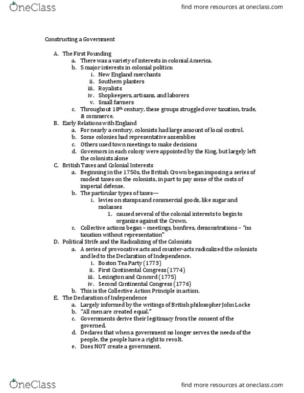 PSC 100 Lecture Notes - Lecture 2: First Continental Congress, National Power, Fokker E.Ii thumbnail