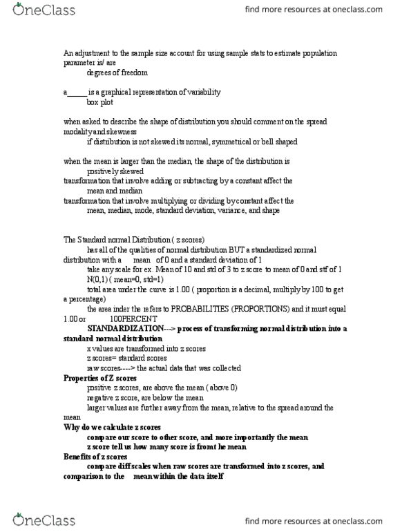 PS295 Lecture Notes - Lecture 11: Box Plot, Standard Deviation, Standard Score thumbnail