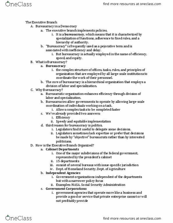 PSC 100 Lecture Notes - Lecture 12: Merit System, Federal Election Commission thumbnail