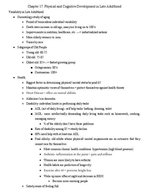 EDP 132 Chapter Notes - Chapter 17: Centenarian, Dementia, Cardiovascular Disease thumbnail