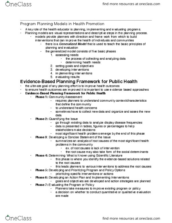 Health Sciences 2250A/B Chapter Notes - Chapter 3 + 7: Mysociety, Health Promotion, Polskie Radio Program Iii thumbnail