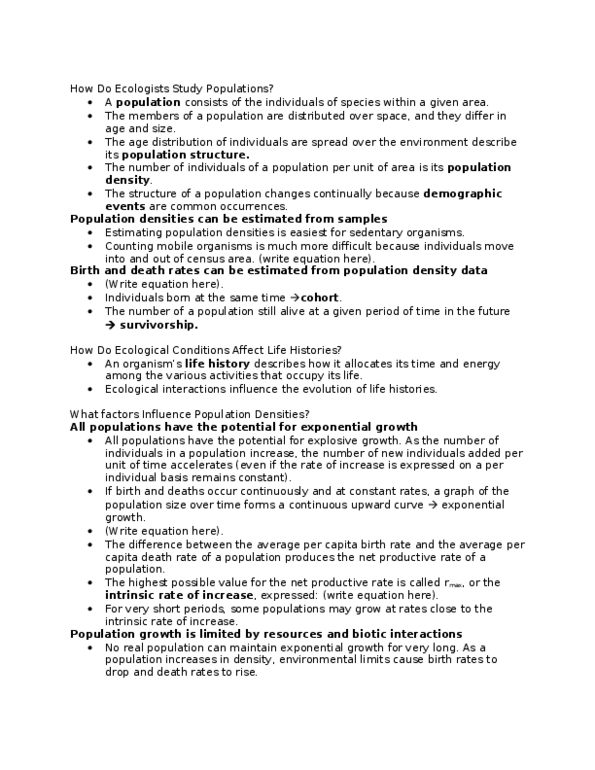 BIOL 107 Lecture Notes - Polyploid, Founder Effect, Metapopulation thumbnail