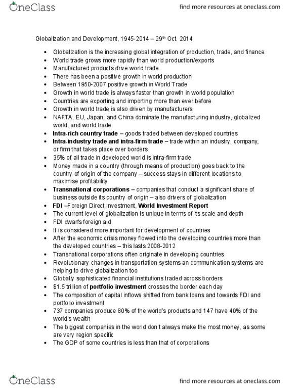 IDST 1000Y Lecture Notes - Lecture 6: Foreign Direct Investment, Portfolio Investment, North American Free Trade Agreement thumbnail