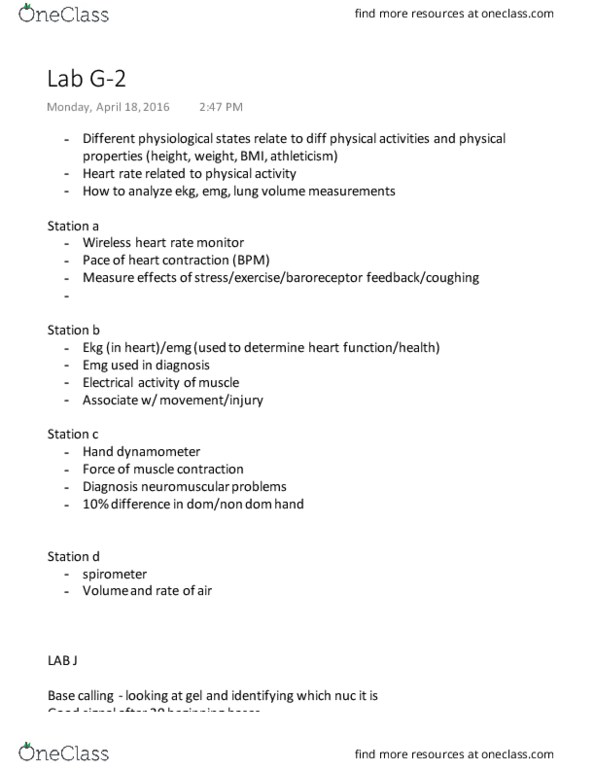 LIFESCI 23L Chapter Notes - Chapter G, J: Chromatography, Fasta Format, Electropherogram thumbnail