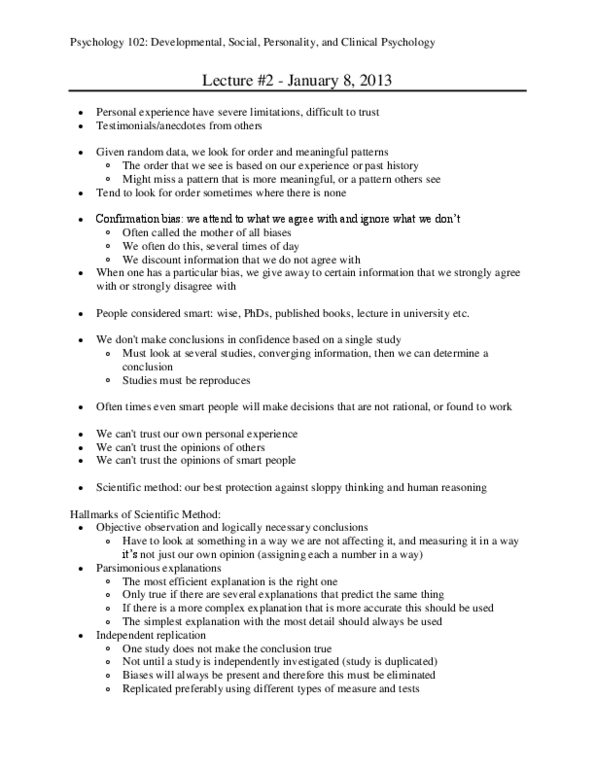 PSYC 102 Lecture Notes - Paul E. Meehl, Falsifiability, Richard Feynman thumbnail