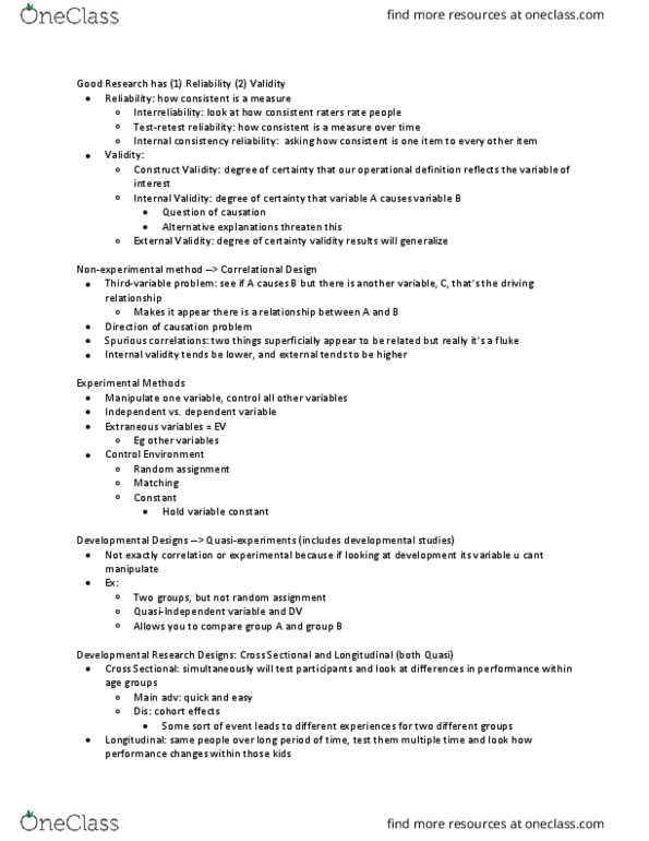 Psychology 2410A/B Lecture Notes - Lecture 4: Quasi, Internal Validity, Internal Consistency thumbnail