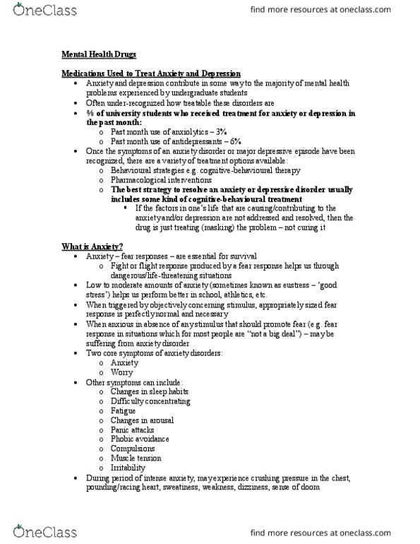 PS268 Chapter Notes - Chapter 16: Monoamine Neurotransmitter, Executive Dysfunction, Reuptake thumbnail