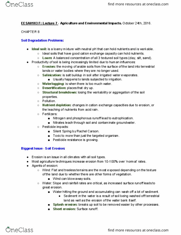 EESA01H3 Lecture Notes - Lecture 8: Overgrazing, Malathion, Bycatch thumbnail