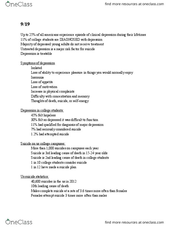 NURS 1110 Lecture Notes - Lecture 5: Queens Park Rangers F.C., Major Depressive Disorder thumbnail