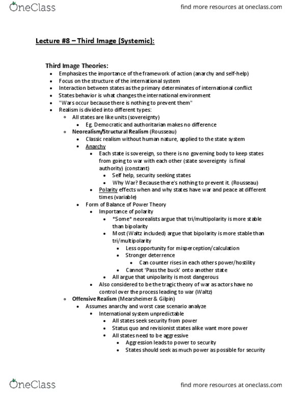 PSCI 3107 Lecture Notes - Lecture 8: Preemptive War, Hegemony, Hegemonic Stability Theory thumbnail