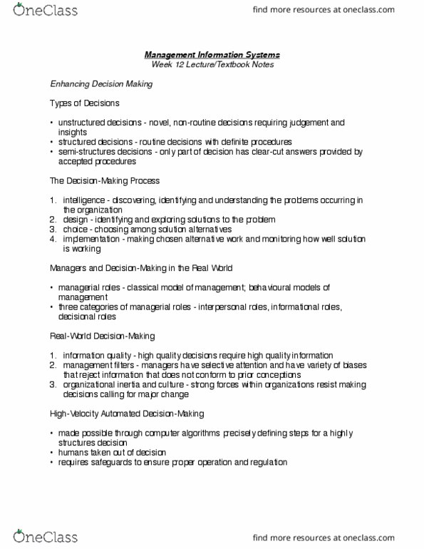 ITM 102 Lecture Notes - Lecture 12: Root Mean Square, Online Analytical Processing, User Interface thumbnail