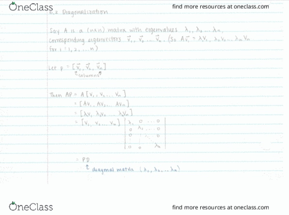 MATH115 Lecture Notes - Lecture 14: Diagonalizable Matrix, Catalan Shawm, Linear Independence thumbnail