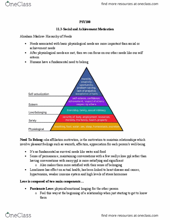 PSY100H1 Chapter Notes - Chapter 11.3: Abraham Maslow thumbnail