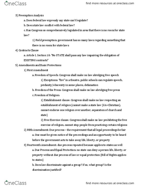 LEGL 2700 Lecture Notes - Lecture 7: Equal Protection Clause, Commerce Clause, Establishment Clause thumbnail