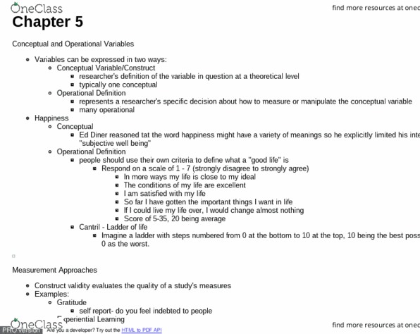 PSYCH291 Chapter Notes - Chapter 5: Convergent Validity, Discriminant Validity, Criterion Validity thumbnail