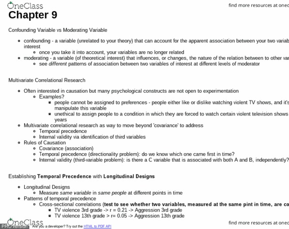 PSYCH291 Chapter Notes - Chapter 9: Random Assignment, Regression Testing, Partial Correlation thumbnail