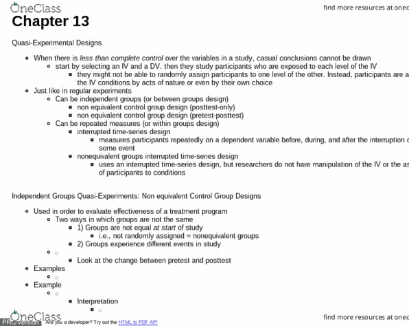 PSYCH291 Chapter Notes - Chapter 13: Interrupted Time Series, Fluoride, Repeated Measures Design thumbnail