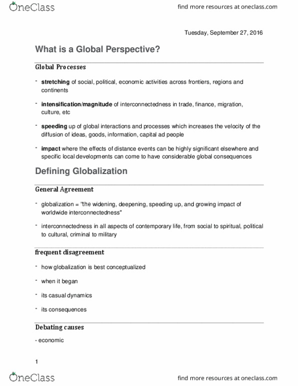 GLOBL 1 Lecture Notes - Lecture 1: Global Governance, Global Justice, Global Studies thumbnail