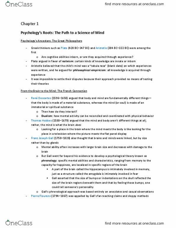 PSYC 100 Chapter Notes - Chapter 1: American Psychological Association, John B. Watson, Jean Piaget thumbnail