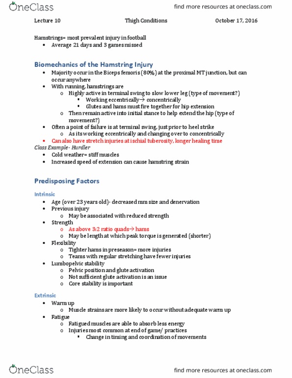 Kinesiology 3336A/B Lecture Notes - Lecture 10: Intramuscular Injection, Myositis, Knee Effusion thumbnail