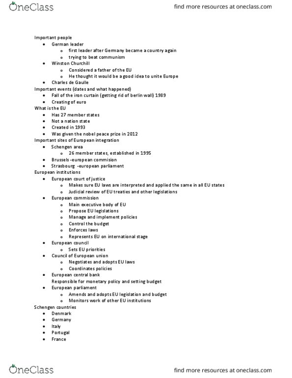 EURR 2001 Lecture Notes - Lecture 5: Iron Curtain, European Parliament, European Commission thumbnail