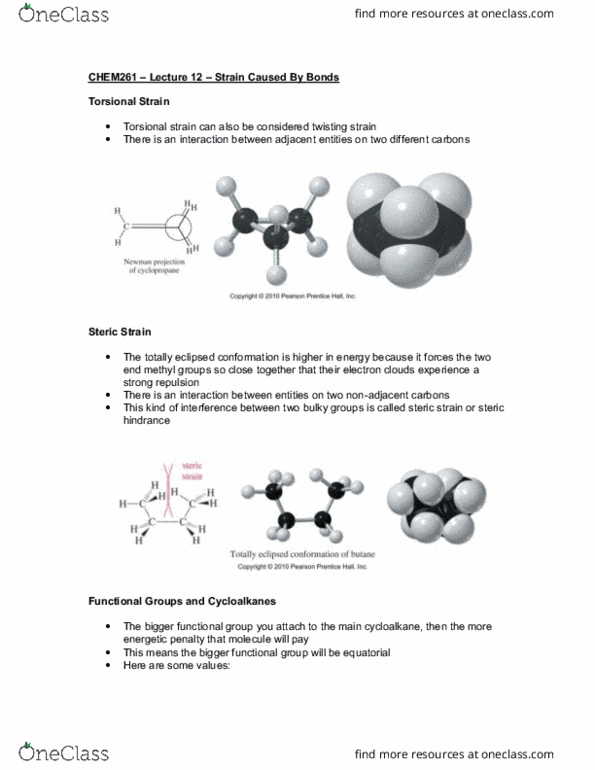 CHEM 261 Lecture Notes - Lecture 12: Steric Effects, Van Der Waals Strain, Eclipsed Conformation thumbnail