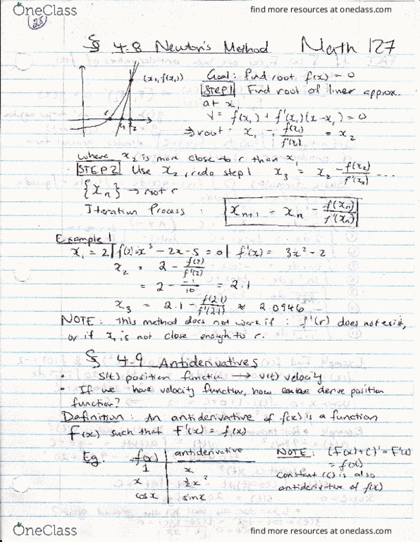 MATH127 Lecture 25: 4.8 Newton's Method thumbnail