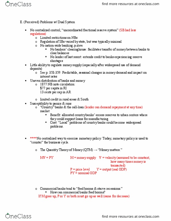 ECON 2200 Lecture Notes - Lecture 19: National Monetary Commission, Federal Reserve System, Commercial Bank thumbnail