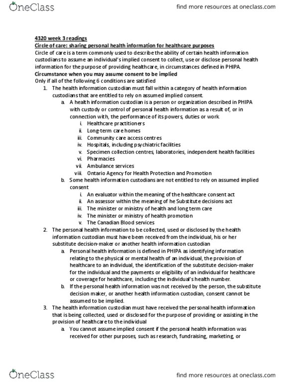 Nursing 4320A/B Lecture Notes - Lecture 3: Canadian Blood Services, Surrogate Decision-Maker, Implied Consent thumbnail
