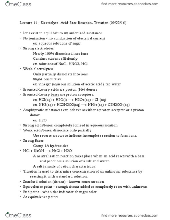 CHE 131 Lecture Notes - Lecture 11: Sulfuric Acid, Standard Solution, Equivalence Point thumbnail