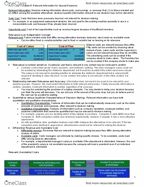 ACCT 2301 Chapter Notes - Chapter 6: Vertical Integration, Contribution Margin, Exxonmobil thumbnail