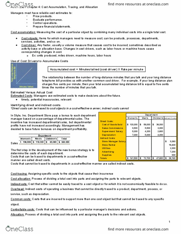 ACCT 2301 Chapter Notes - Chapter 4: Cost Driver, Indirect Costs, Financial Statement thumbnail