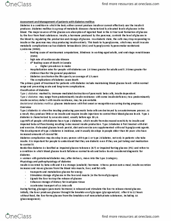 Nursing 3910A/B Lecture Notes - Lecture 6: Flatulence, Chronic Kidney Disease, Insulin Aspart thumbnail