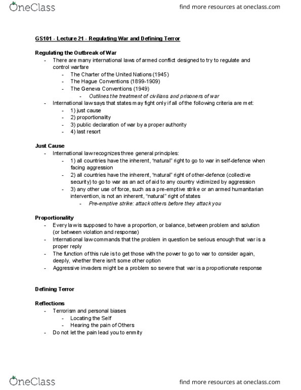 GS101 Lecture Notes - Lecture 21: Islamic Terrorism, Khalistan Movement, Red Brigades thumbnail