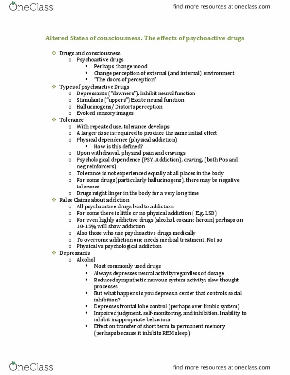 PSY 1101 Lecture Notes - Lecture 7: Synesthesia, Nicotine, Active Ingredient thumbnail