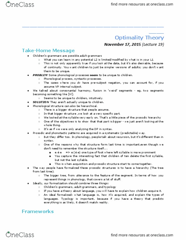 LING 355 Lecture Notes - Lecture 19: Optimality Theory, Apocope, Asteroid Family thumbnail