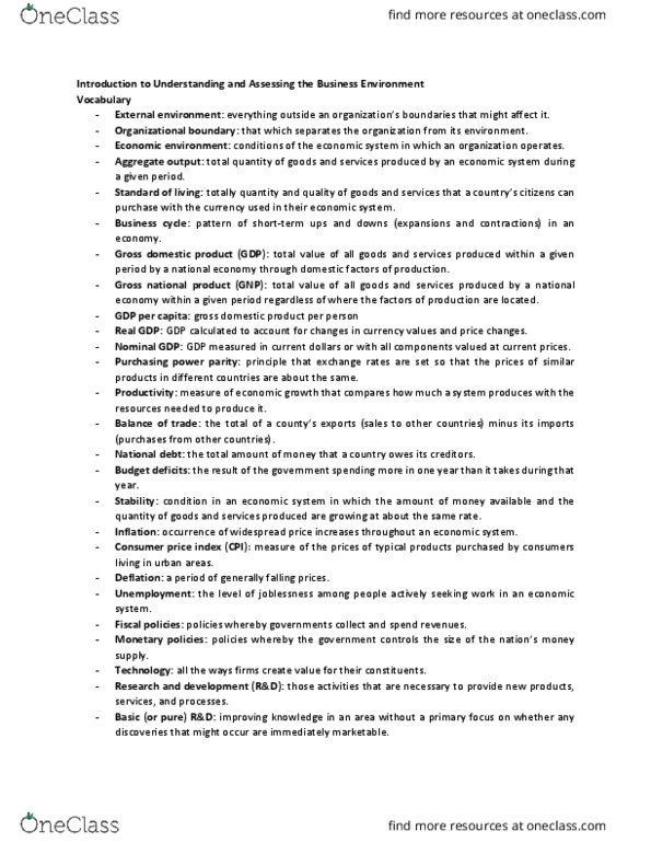 BU111 Lecture Notes - Lecture 1: Technology Transfer, Exchange Rate, Business Plan thumbnail